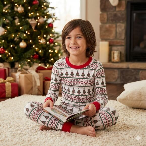 Hanna Andersson Christmas Tree Holiday Pajama Set Size 130 (US 8) - Picture 1 of 7